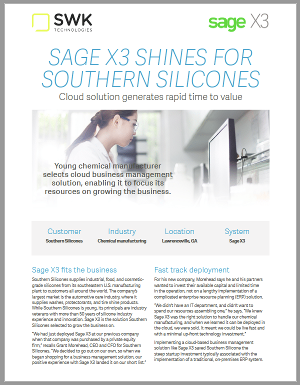 Learn how one chemical manufacturing company got on the fast-track to success with Sage Enterprise Management (formerly Sage X3).
