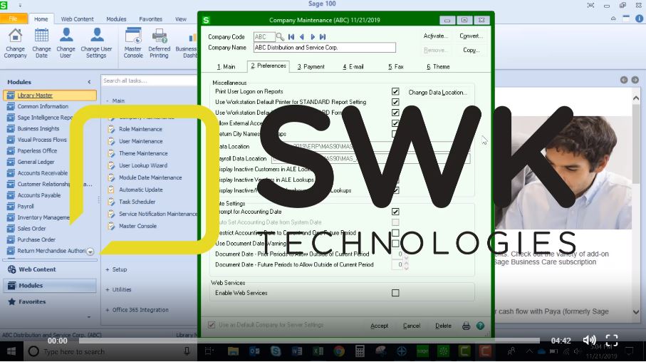 Company Maintenance Sage 100 Tips and Tricks SWK Technologies