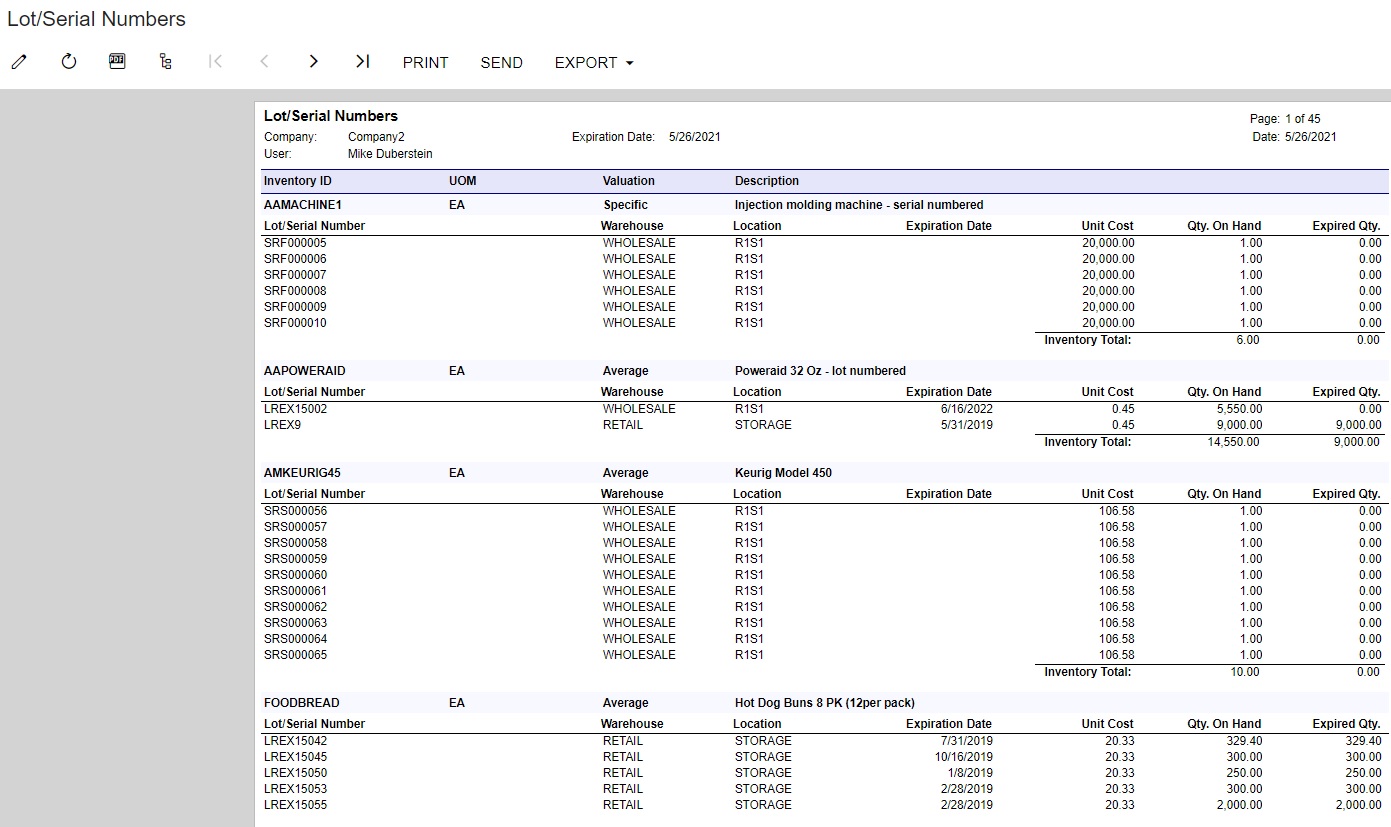 inventory reporting Acumatica Distribution Edition