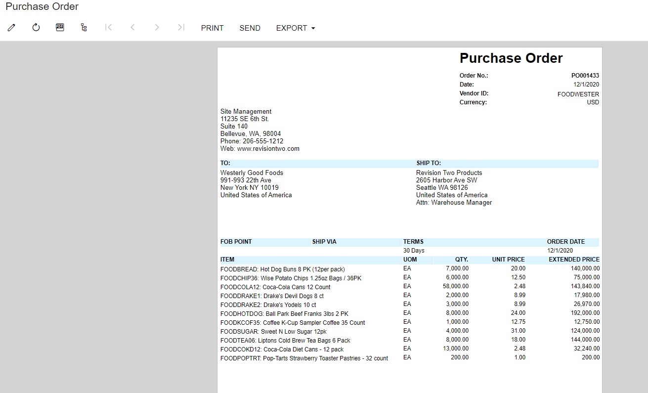 print PO purchase order software