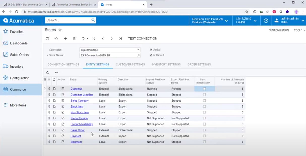 Acumatica for BigCommerce Connector Demo