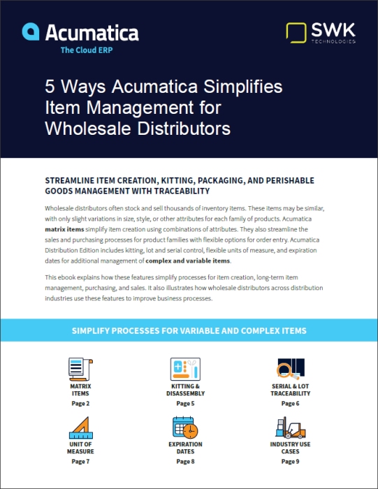 5 Ways Acumatica Simplifies Item Management for Wholesale Distributors Solution Brief
