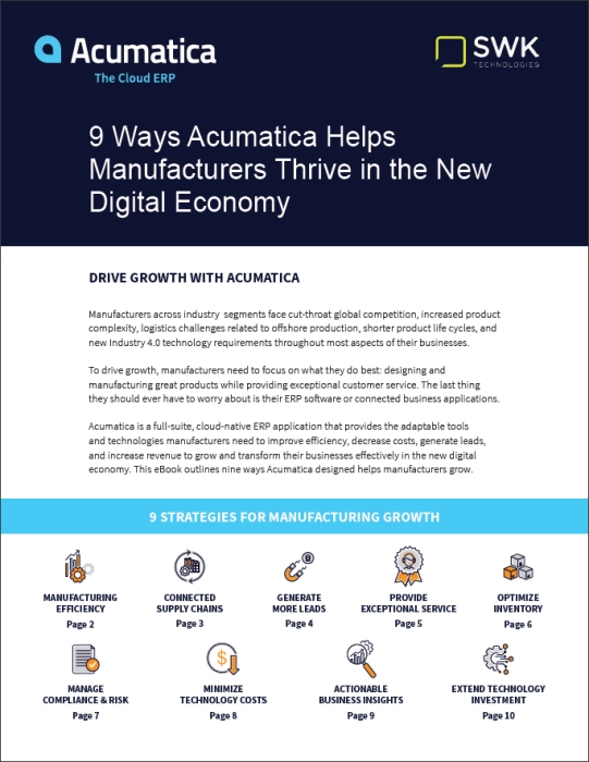9 Ways Acumatica Helps Manufacturers Thrive in the New Digital Economy eBook