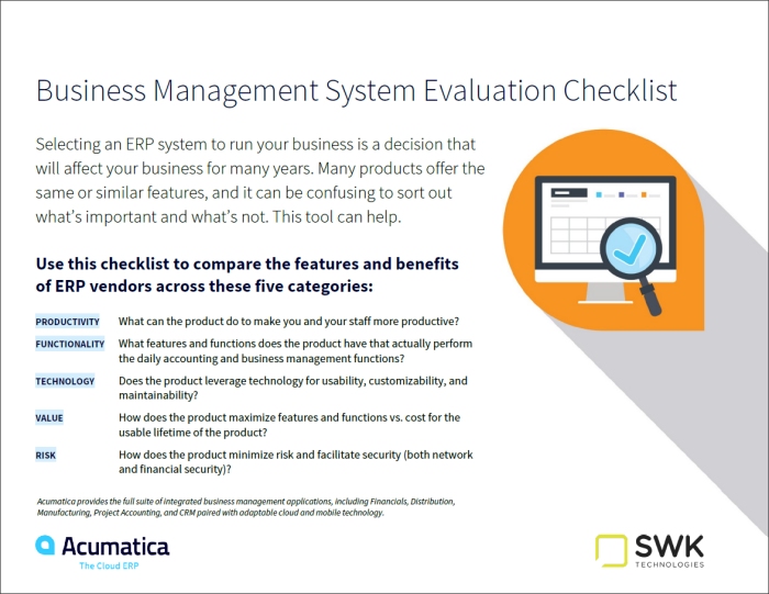 Business Management System Evaluation Checklist