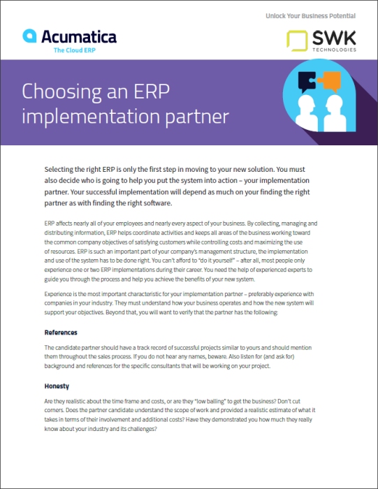 Choosing an ERP Implementation Partner White Paper