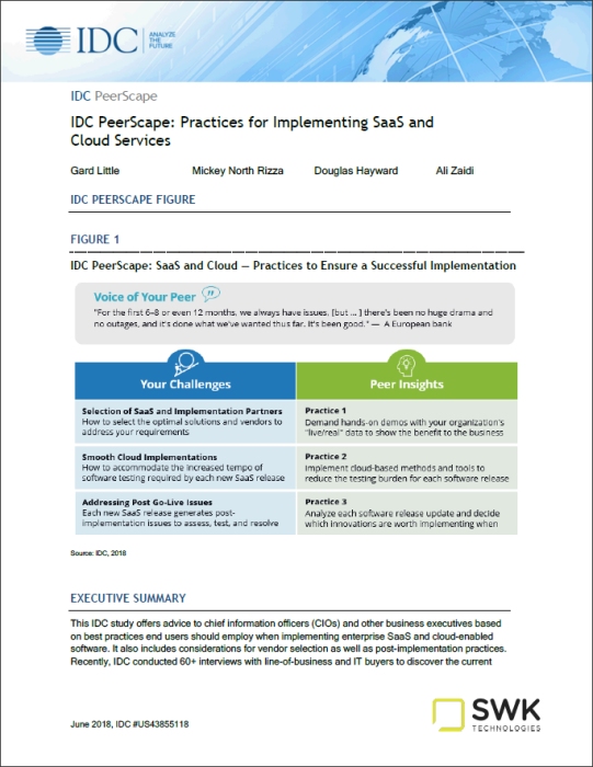 IDC PeerScape: Practices for Implementing SaaS and Cloud Services