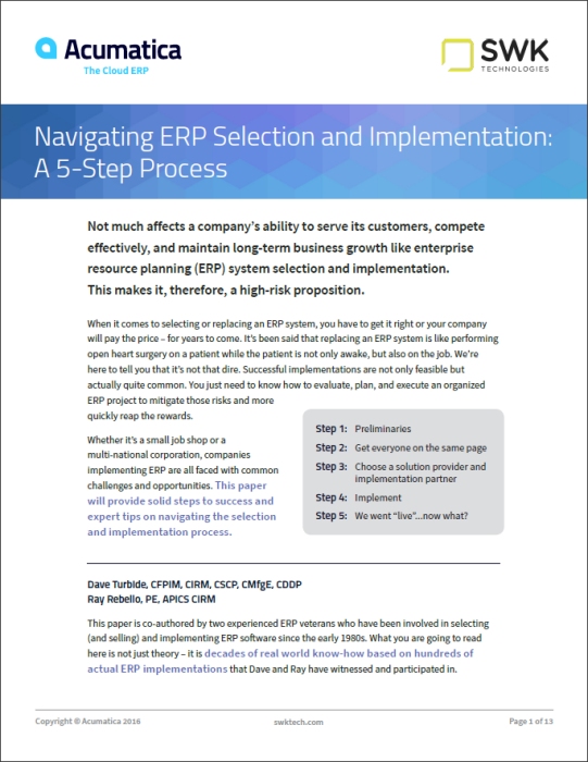 Navigating the ERP Selection and Implementation Process White Paper