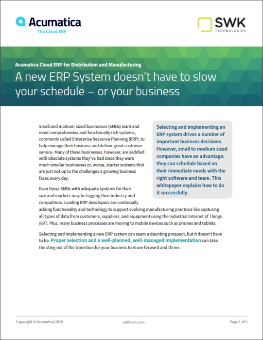 A New ERP Doesn't Have to Slow Your Schedule or your Business White Paper