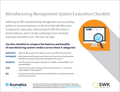 Manufacturing Management System Evaluation Checklist