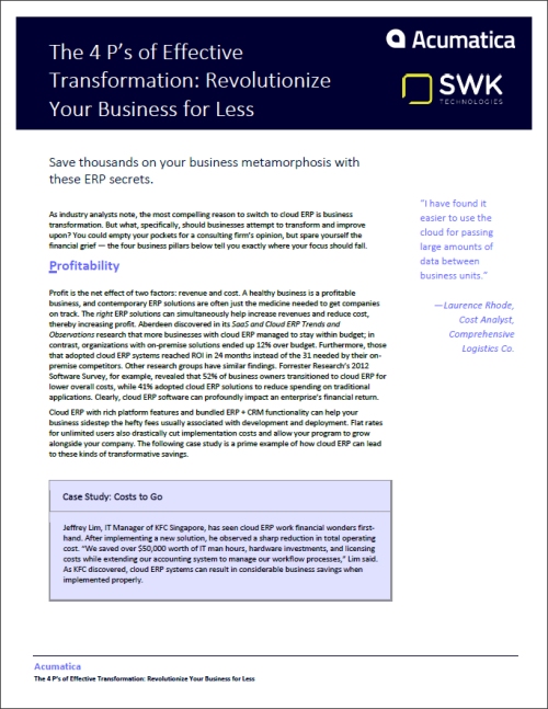 The 4 P's of Effective Transformation: Revolutionize Your Business for Less White Paper