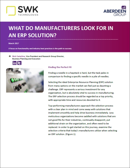 What Do Manufacturers Look for in an ERP Solution White Paper