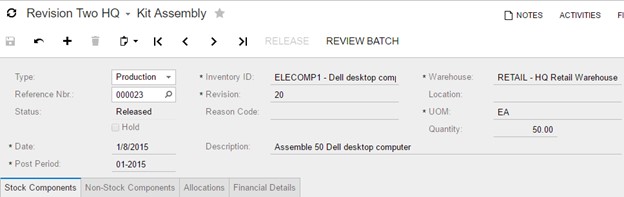 acumatica-create-kit-assembly-sales-order