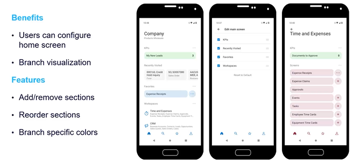 Acumatica mobile workspace benefits and features list