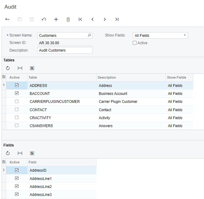 Acumatica Field Level Audit