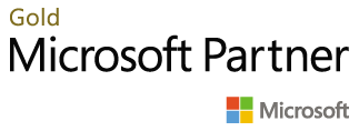 The gold Microsoft partner logo on a black background.