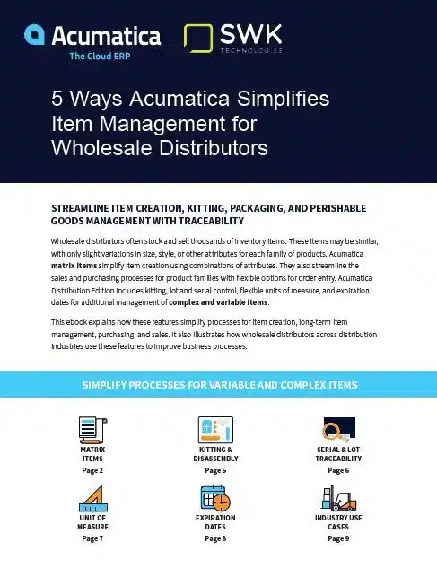 5 ways Acumatica simplifies item management for item wholesale distributors.
