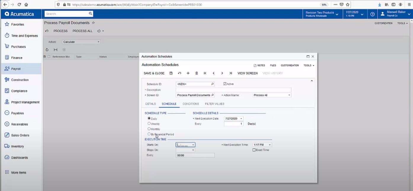 Acumatica-payroll-automation-schedule