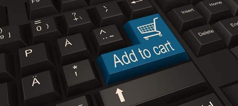 Add to cart button on a computer keyboard.
