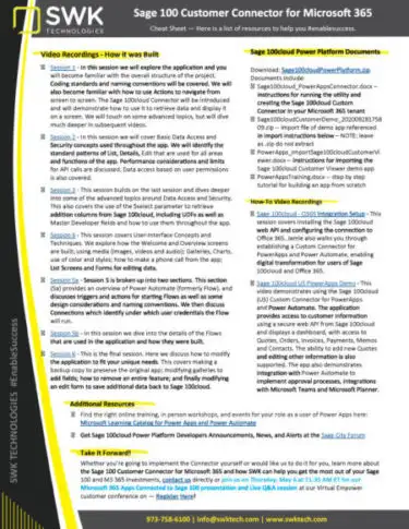 Sage 100 Customer Connector for Microsoft 365.