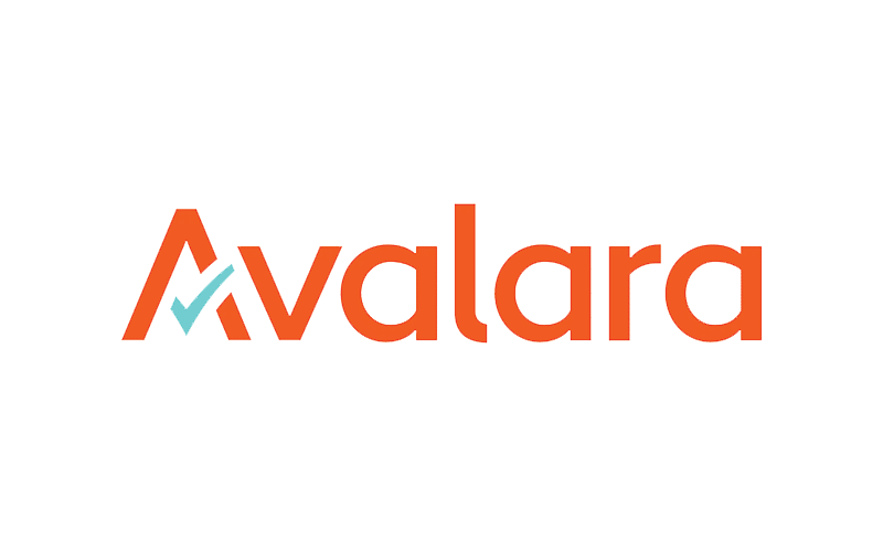 Avalara logo on a blue background.