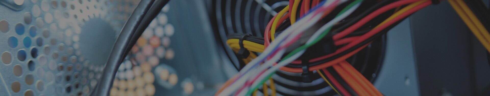A close up image of wires and cables.