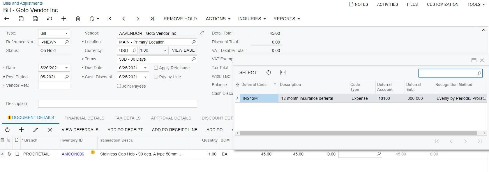 deferred expense prepayment