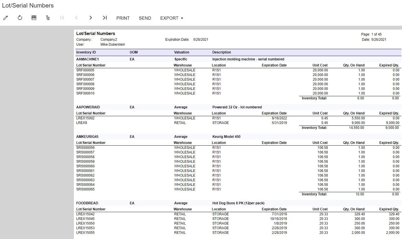 inventory reporting Acumatica Distribution Edition