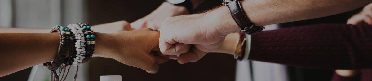 A group of people holding hands.