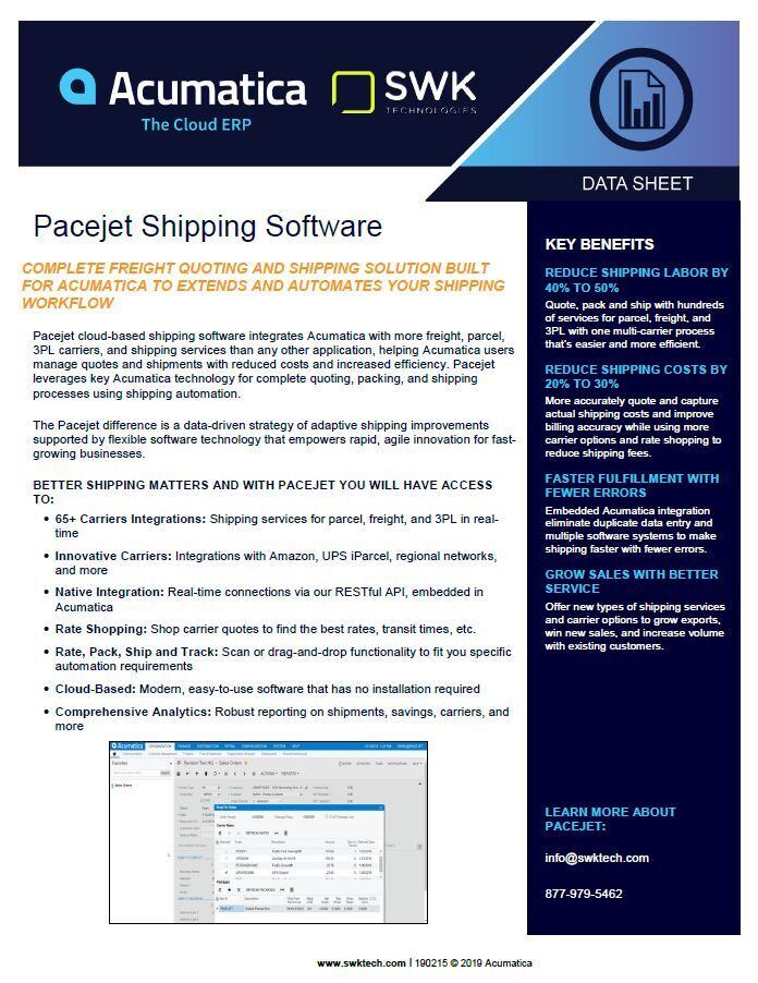 Acumatica's freight shipping software.