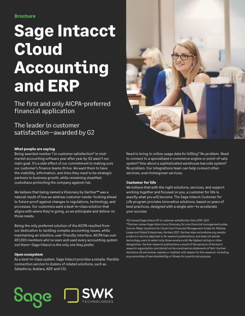 Sage Intacct cloud accounting and ERP.