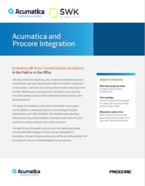 Acumatica and preconstruction integration.