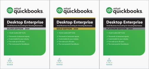 Three packages of Quickbooks desktop enterprise.