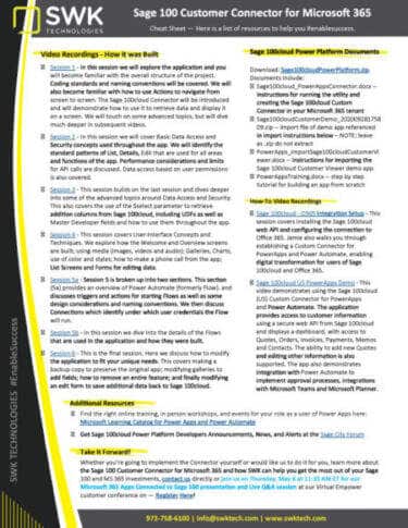 Sage 100 Customer Connector Microsoft 365