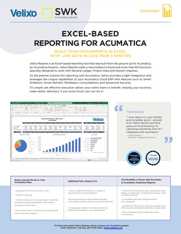 Excel-based reporting for Acumatica.