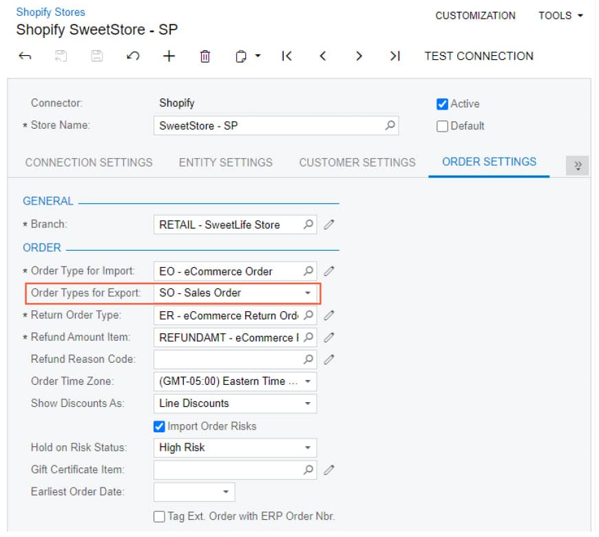 Acumatica 2022 R2 Export Orders To Shopify