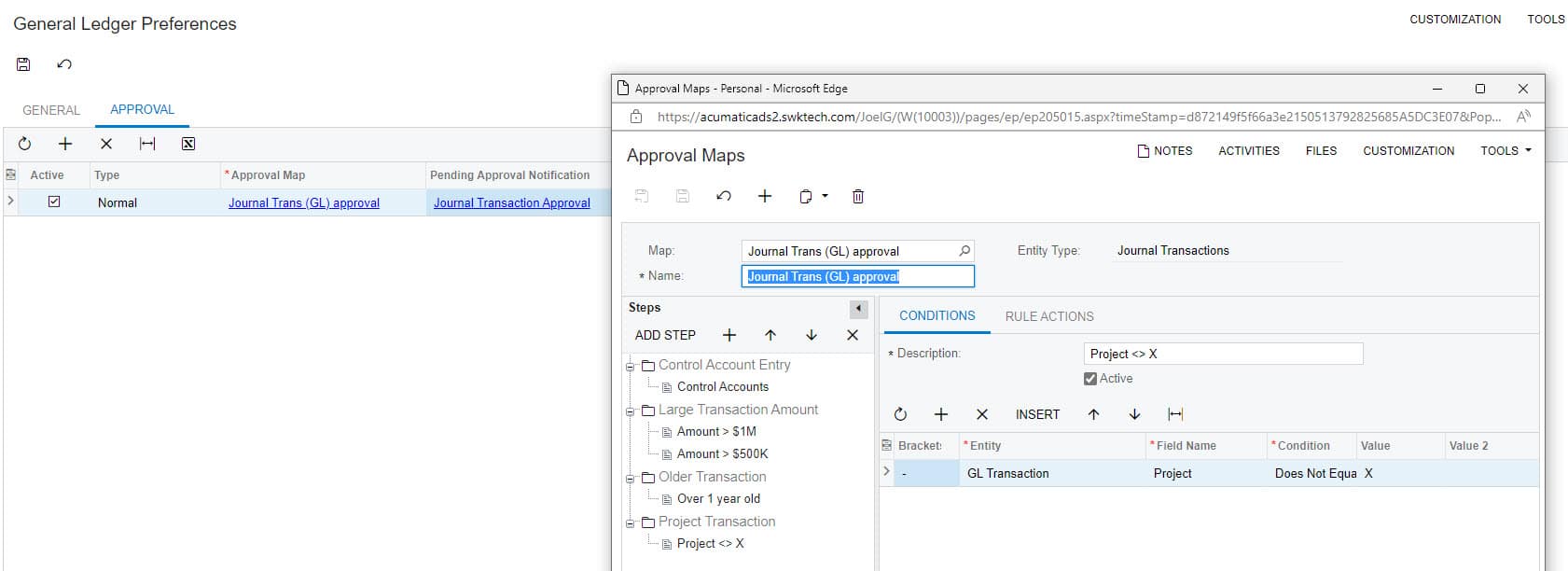 Acumatica GL Transaction Approval