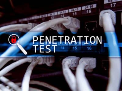 A network of wires with the word penetration test.