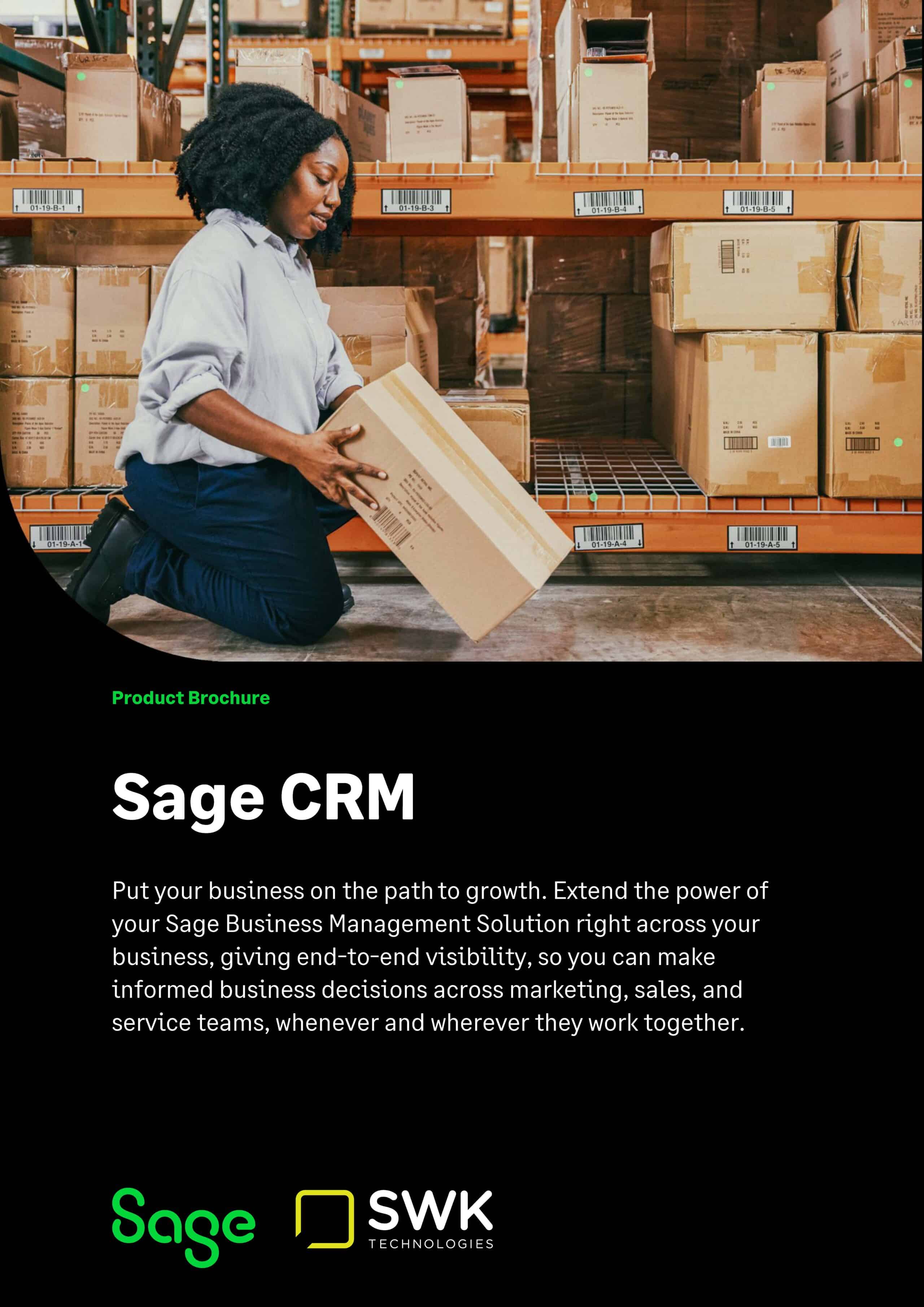 The cover of Sage CRM Product Brochure.