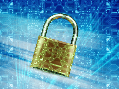 A padlock on a digital background.