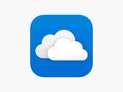 A cloud icon on a blue background.
