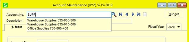 Any general ledger account number field allows the user to type the account description instead of the account number. 