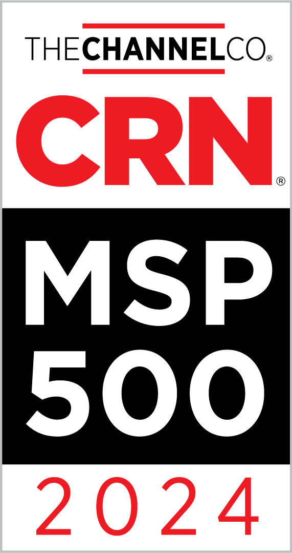 The vertical logo for the CRN MSP 500 award for 2024 awarded to SWK Technologies, which placed in the Pioneer 250