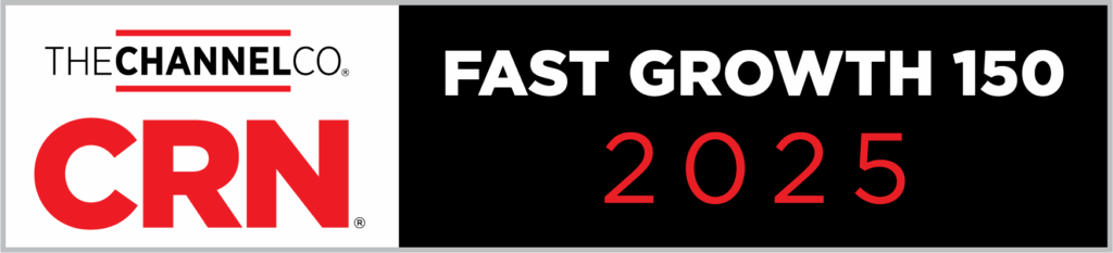 CRN Fast Growth 150 2025 award logo featuring The Channel Company branding on the left and "Fast Growth 150 2025" text on a black background