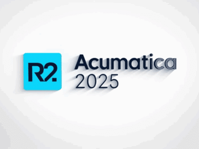 Acumatica 2025 R2 logo featuring blue R2 icon next to Acumatica brand name