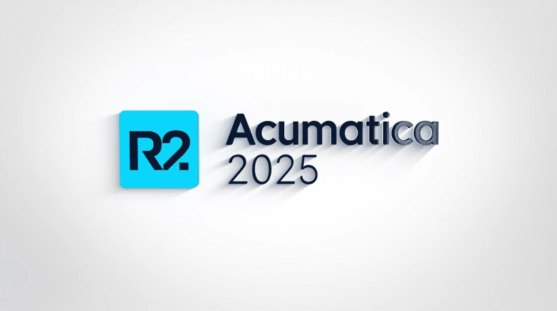 Acumatica 2025 R2 logo featuring blue R2 icon next to Acumatica brand name